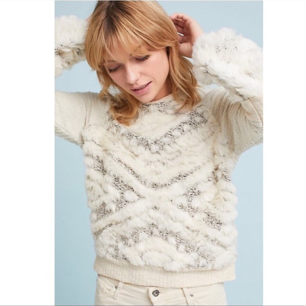 Amadi calista faux fur sweatshirt sz petite small